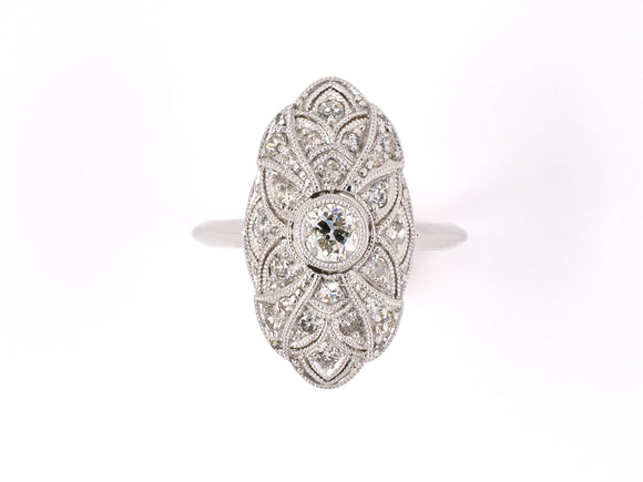 901938 - SOLD - Circa 1950 Platinum On Gold Domed Dinner Ring