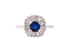 901959 - SOLD - Gold Sapphire Diamond Ballerina Style Cluster Ring