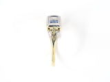 901983 - SOLD - Edwardian Gold Platinum Diamond Sapphire Engraved 3-Stone Ring