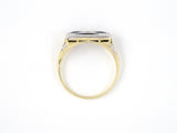 901983 - SOLD - Edwardian Gold Platinum Diamond Sapphire Engraved 3-Stone Ring