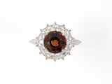 901985 - SOLD - Platinum AGL Brown Reddish Orange Sapphire Diamond Cluster Ring