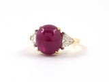 902016 - Gold Platinum AGL Cabochon Ruby Trilliant Diamond Engagement Style Ring