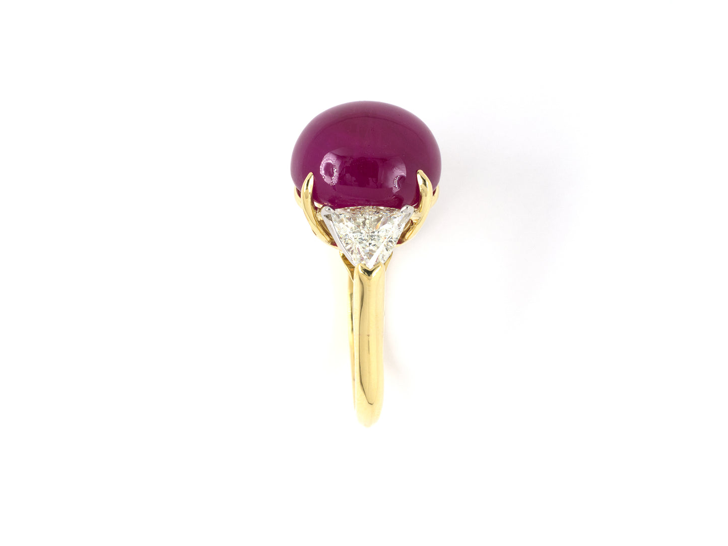902016 - SOLD - Gold Platinum AGL Cabochon Ruby Trilliant Diamond Engagement Style Ring