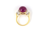 902016 - Gold Platinum AGL Cabochon Ruby Trilliant Diamond Engagement Style Ring