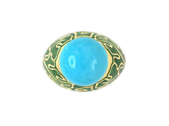 902024 - Cerro Gold Turquoise Enamel Ring