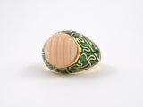 902028 - Cerro Gold Corrugated Carved Coral Enamel Ring