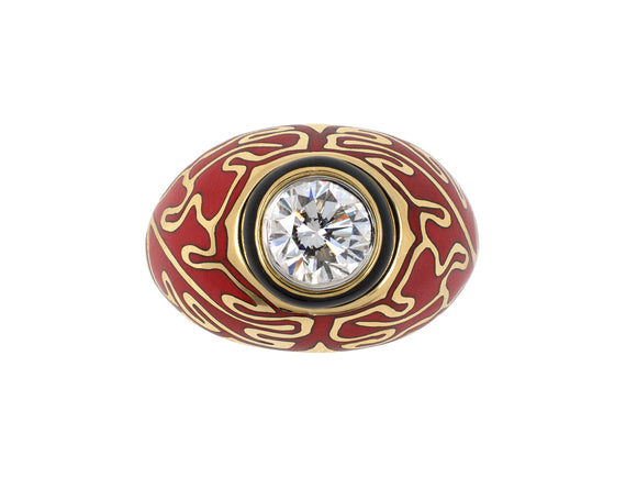 902030 - Cerro Gold Platinum GIA Diamond Enamel Ring