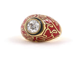 902030 - Cerro Gold Platinum GIA Diamond Enamel Ring