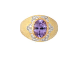 902040 - Buccellati Gold Diamond Pink Spinel Oval Cluster Carved Bezel Ring