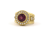 902050 - Kieselstein Cord Circa 1993 Gold Bezel Set Garnet Diamond Cluster Ring