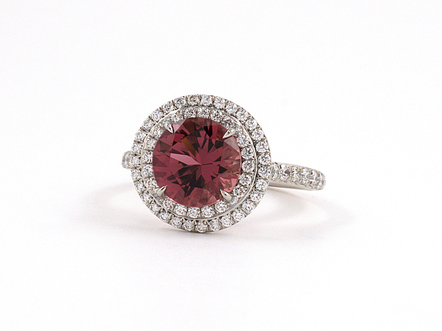 902053 - Tiffany Soleste Platinum Pink Tourmaline Diamond Halo Engagement Ring