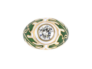 902086 - Cerro Gold Platinum GIA Diamond Enamel Ring