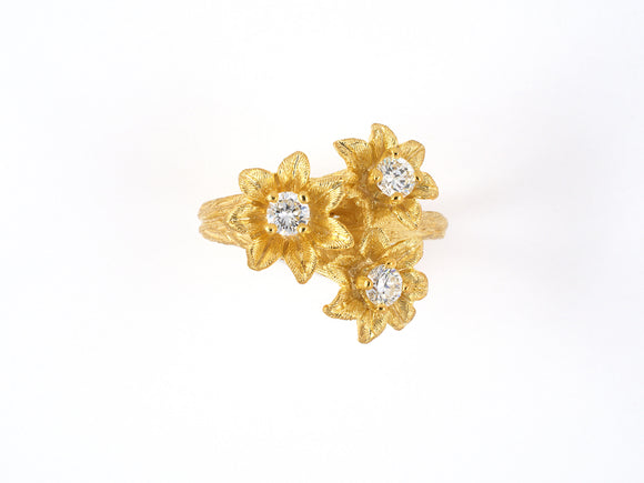 902112               - SOLD - Gold Diamond Flower Ring