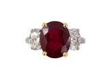902117 - Oscar Heyman Platinum Gold AGL Burma Ruby Diamond Engagement Ring
