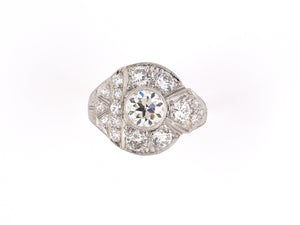 902123 - Circa 1940 Platinum Diamond Cluster Cocktail Ring