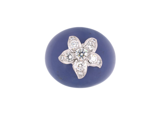 902124 - SOLD - Circa 2009 Baumer Gourmandise French Gold Diamond Chalcedony Cocktail Ring
