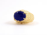 902125 - Gold Lapis Florentine Dimpled Domed Ring