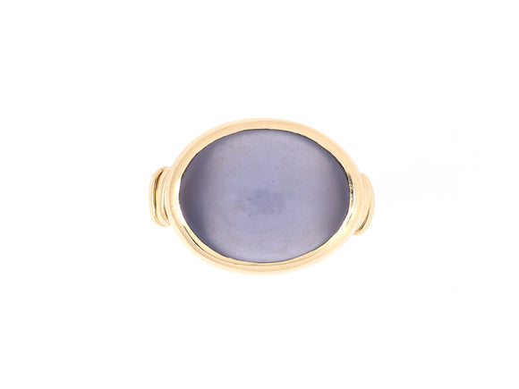 902127 - SOLD - Gold Bezel Set Chalcedony Ring