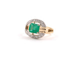 902135 - Platinum Gold Emerald Diamond Buckle Cocktail Ring