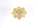 902137 - Circa 1970s Gold Diamond Flower Cluster Textured Petals Ring