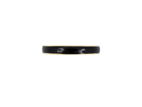 902138 - SOLD - Gold Black Enamel Wedding-Band Guard Ring