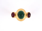 902141 - Lalaounis Gold Cabochon Emerald Burma Ruby 3-Stone Ring