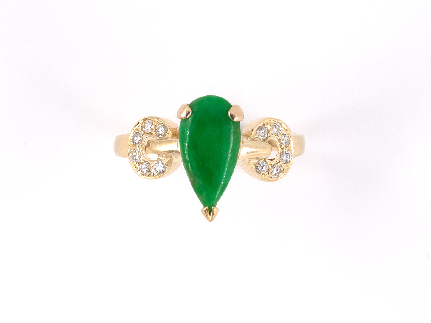 902146 - SOLD - Gold Jadeite Diamond Engagement Style Ring