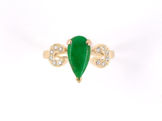 902146 - SOLD - Gold Jadeite Diamond Engagement Style Ring