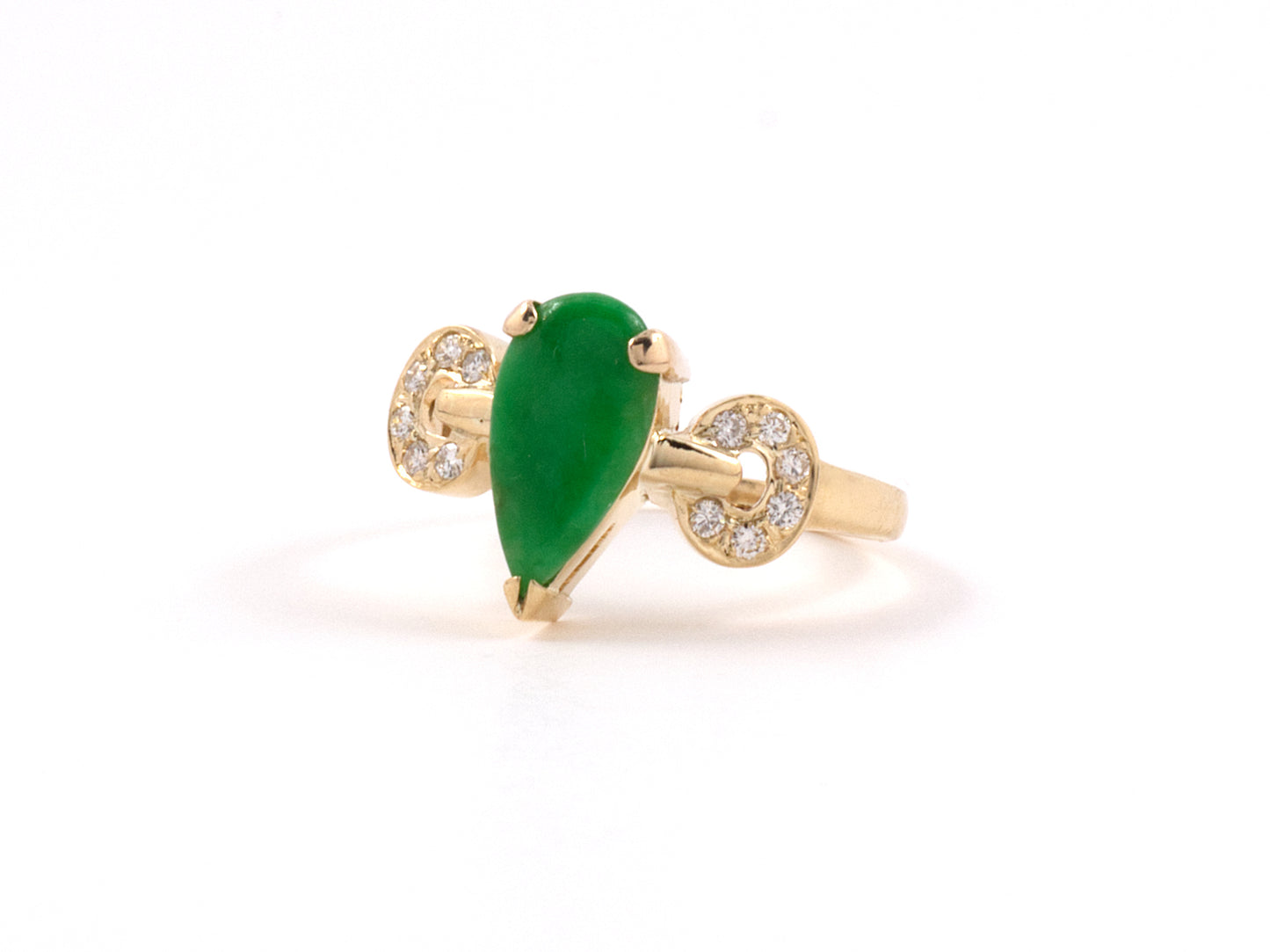 902146 - SOLD - Gold Jadeite Diamond Engagement Style Ring