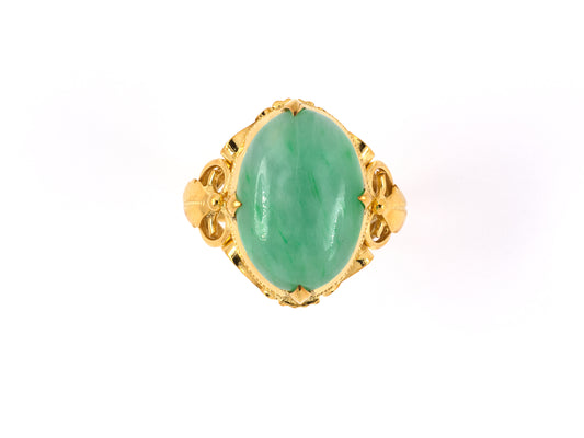 902148 - SOLD - Gold Jadeite Open Scroll Design Ring