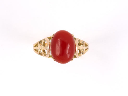 902152 - SOLD - Gold Coral Open Wire Work Shoulders Ring