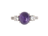 902153 - Platinum AGL Purple Star Sapphire Diamond 3-Stone Ring