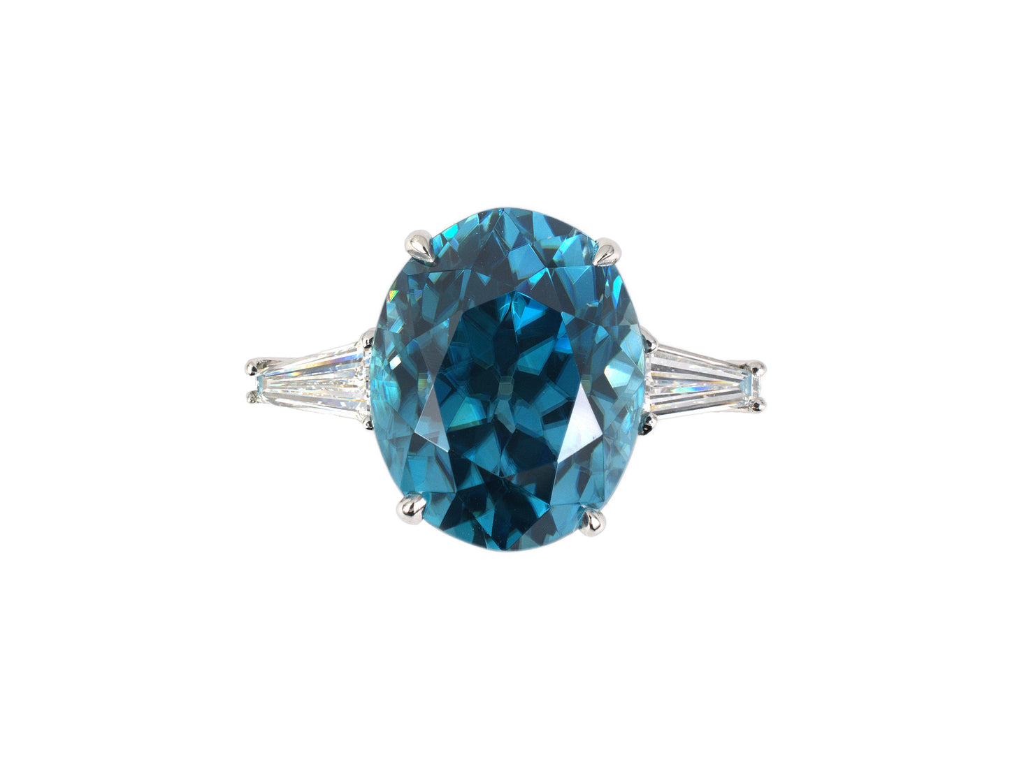 902172 - SOLD - Charles Vaillant Platinum Zircon Diamond Engagement Ring