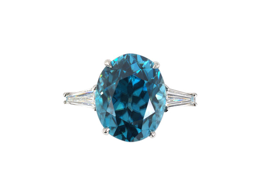 902172 - SOLD - Charles Vaillant Platinum Zircon Diamond Engagement Ring