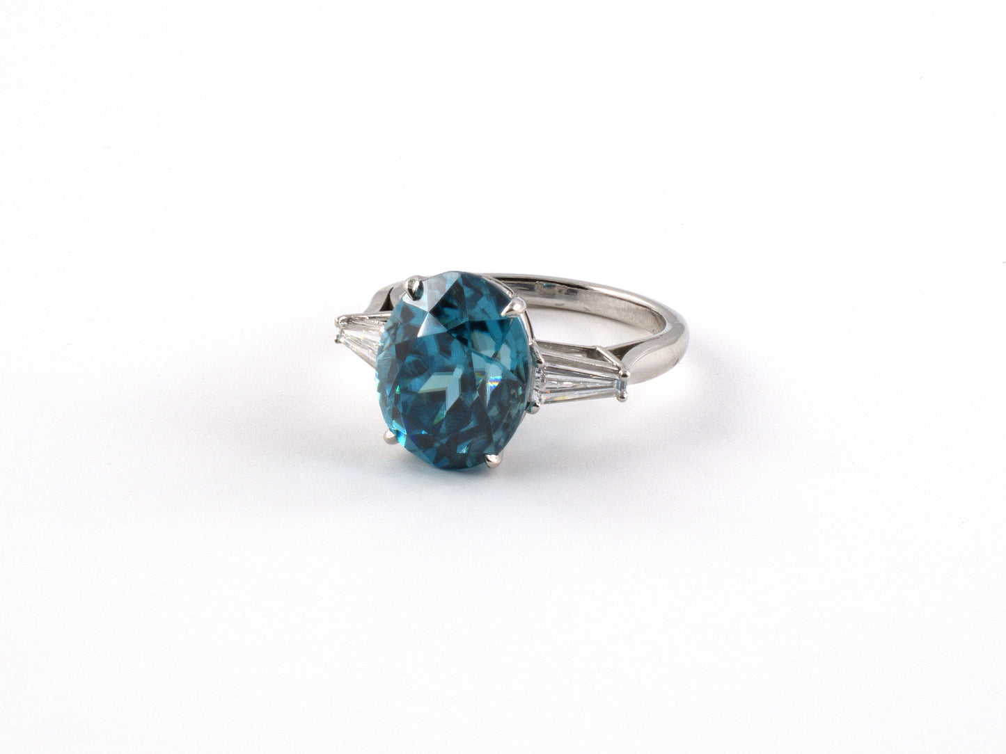 902172 - SOLD - Charles Vaillant Platinum Zircon Diamond Engagement Ring