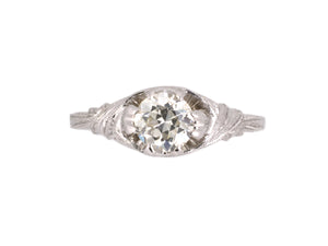 902173 - Art Deco Gold Diamond Chased Solitaire Engagement Ring