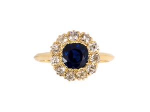 902175 - Victorian Gold Diamond AGL Sapphire Cluster Ring