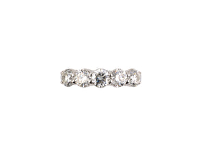 902181 - SOLD - Platinum Diamond 5-Stone Wedding Band Ring