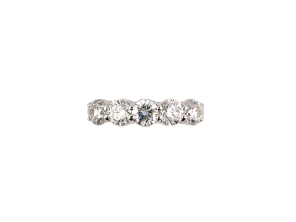 902181 - SOLD - Platinum Diamond 5-Stone Wedding Band Ring