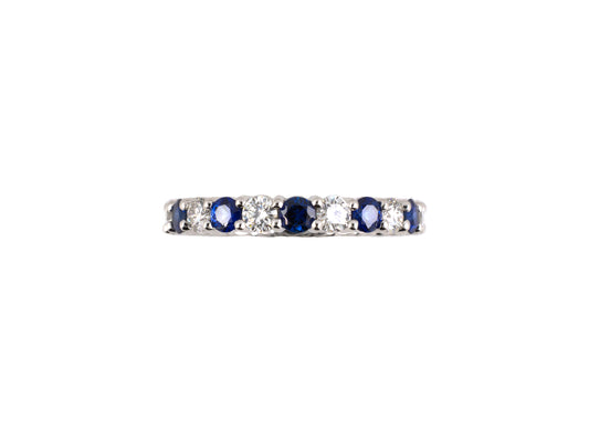 902182 - SOLD - Platinum Diamond Sapphire Eternity Ring