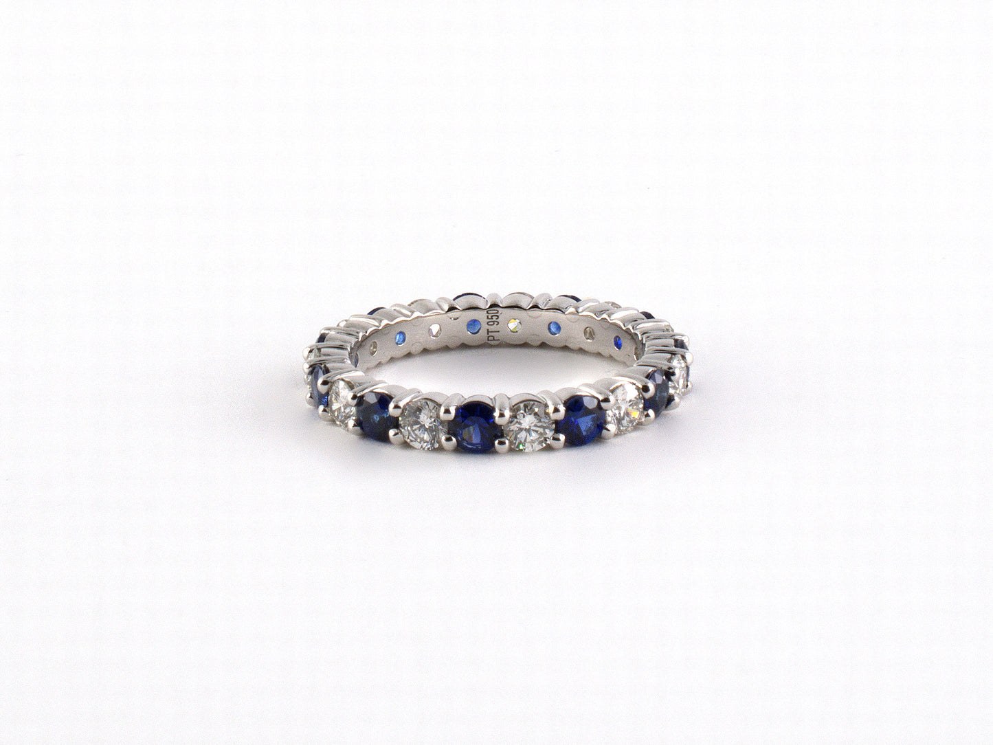 902182 - SOLD - Platinum Diamond Sapphire Eternity Ring