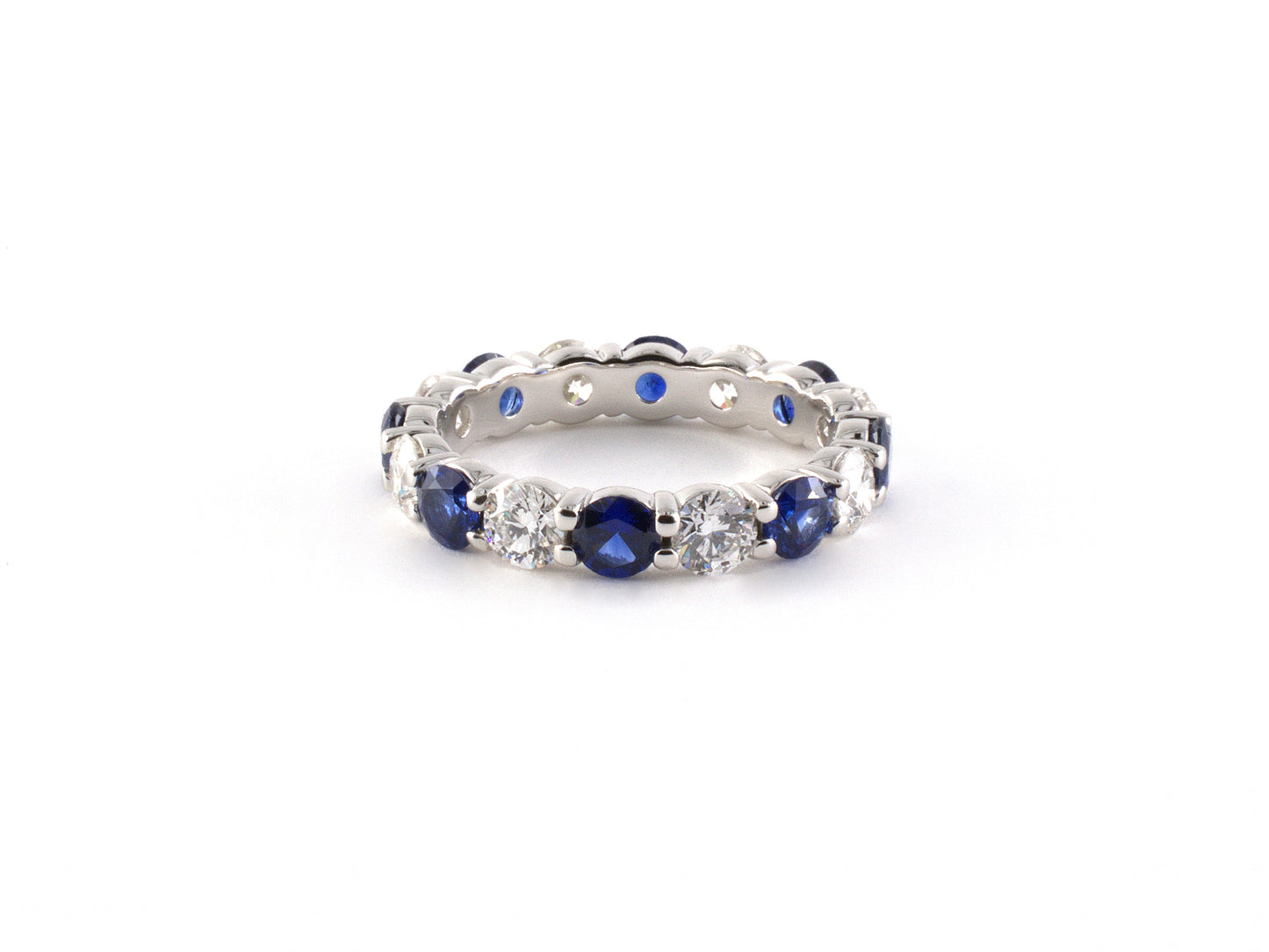 902184 - SOLD - Platinum Diamond Sapphire Eternity Ring