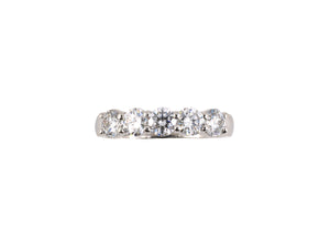 902189 - SOLD - Platinum Diamond  5-Stone Wedding Band Ring