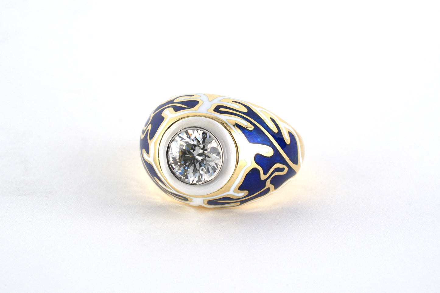 902215 - Cerro Gold Platinum GIA Diamond Enamel Ring