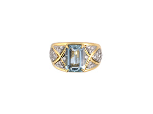 902216 - Platinum Gold Diamond Bondanza Aqua Ring