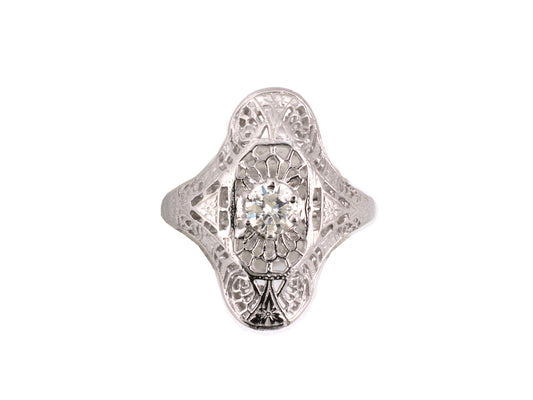 902223               - SOLD - Gold Diamond Art Deco Style Ring