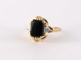 902224 - Circa 1950 Gold Diamond Black Onyx Signet Ring