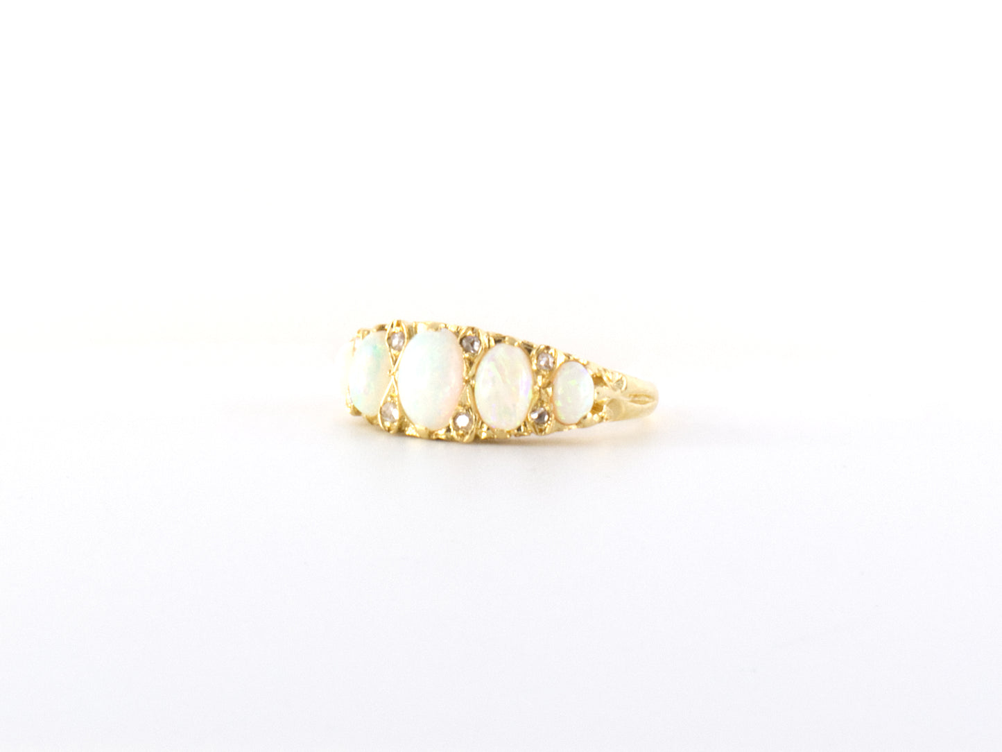 902226 - SOLD - Gold Opal Rose Cut Diamond Ring