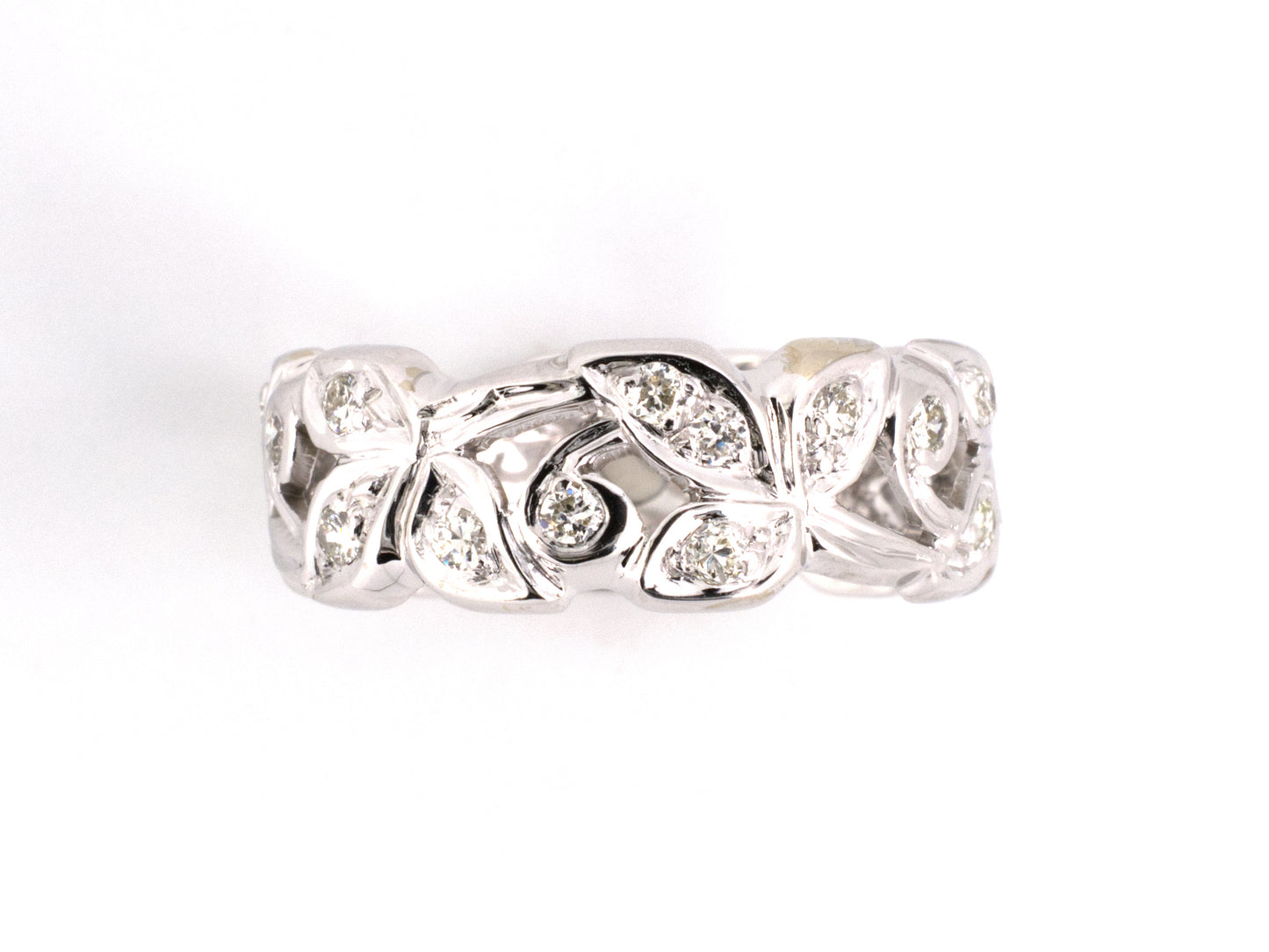 902228 - SOLD - Circa 1950s Gold Diamond Floral Eternity Ring