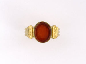 902230 - Gold Carnelian Carved Knight Intaglio Ring